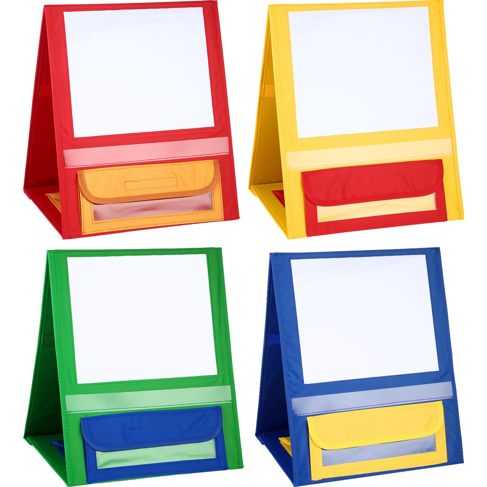 4 Pcs Magnetic Desktop Pocket Chart Stand with Pen Case Foldable Double Sided — image 1