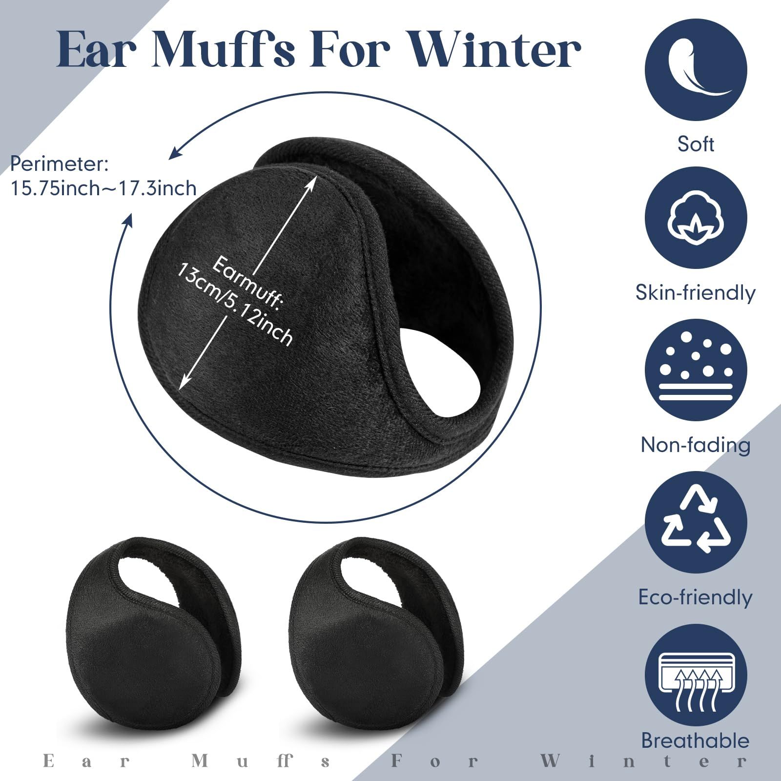 2 Packs Fleece Earmuffs Winter for Men Women Ear Warmer Fleece Ear muff Winter view 3