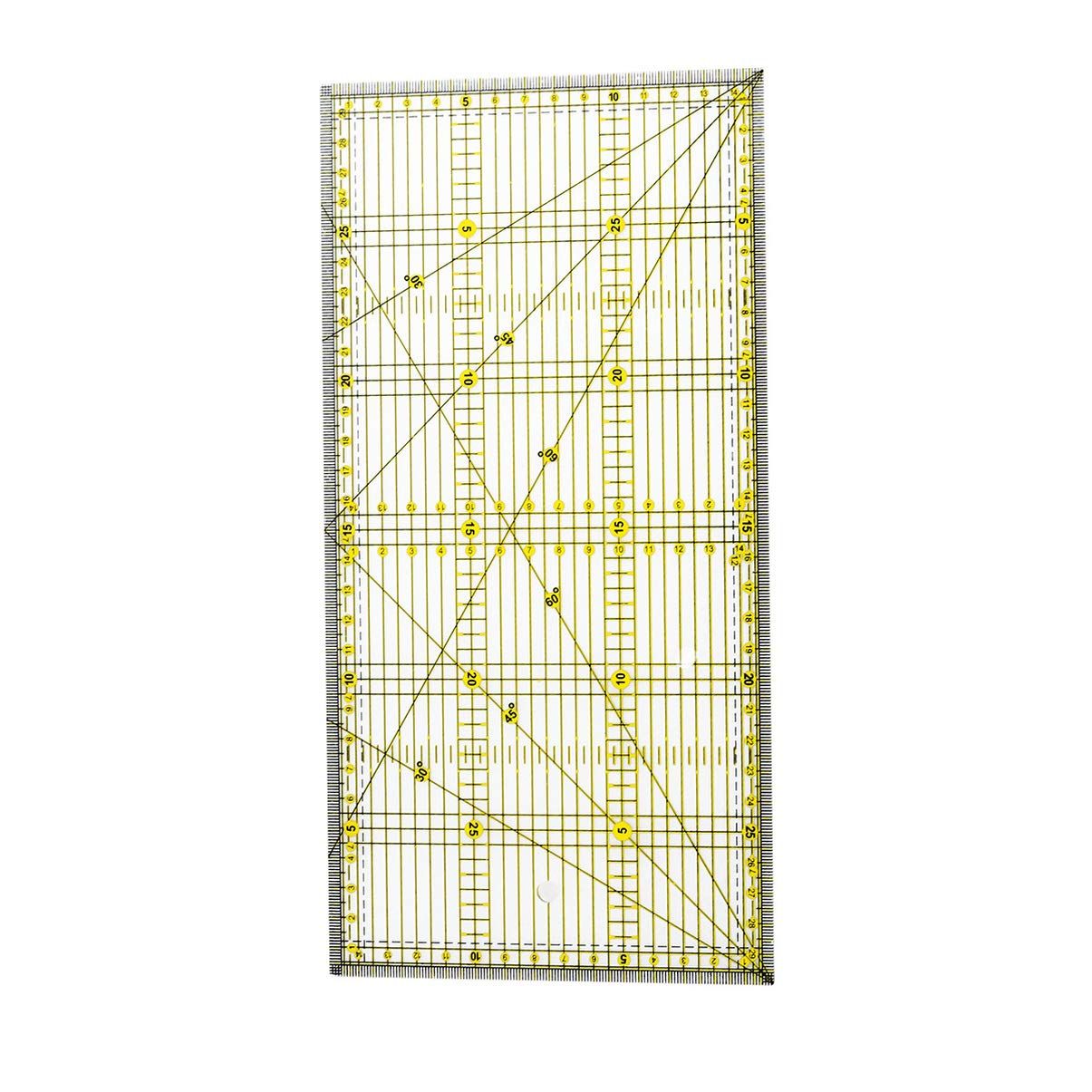 Quilters Ruler with Double Colored and Grid Lines Patchwork Ruler Nonslip — image 1