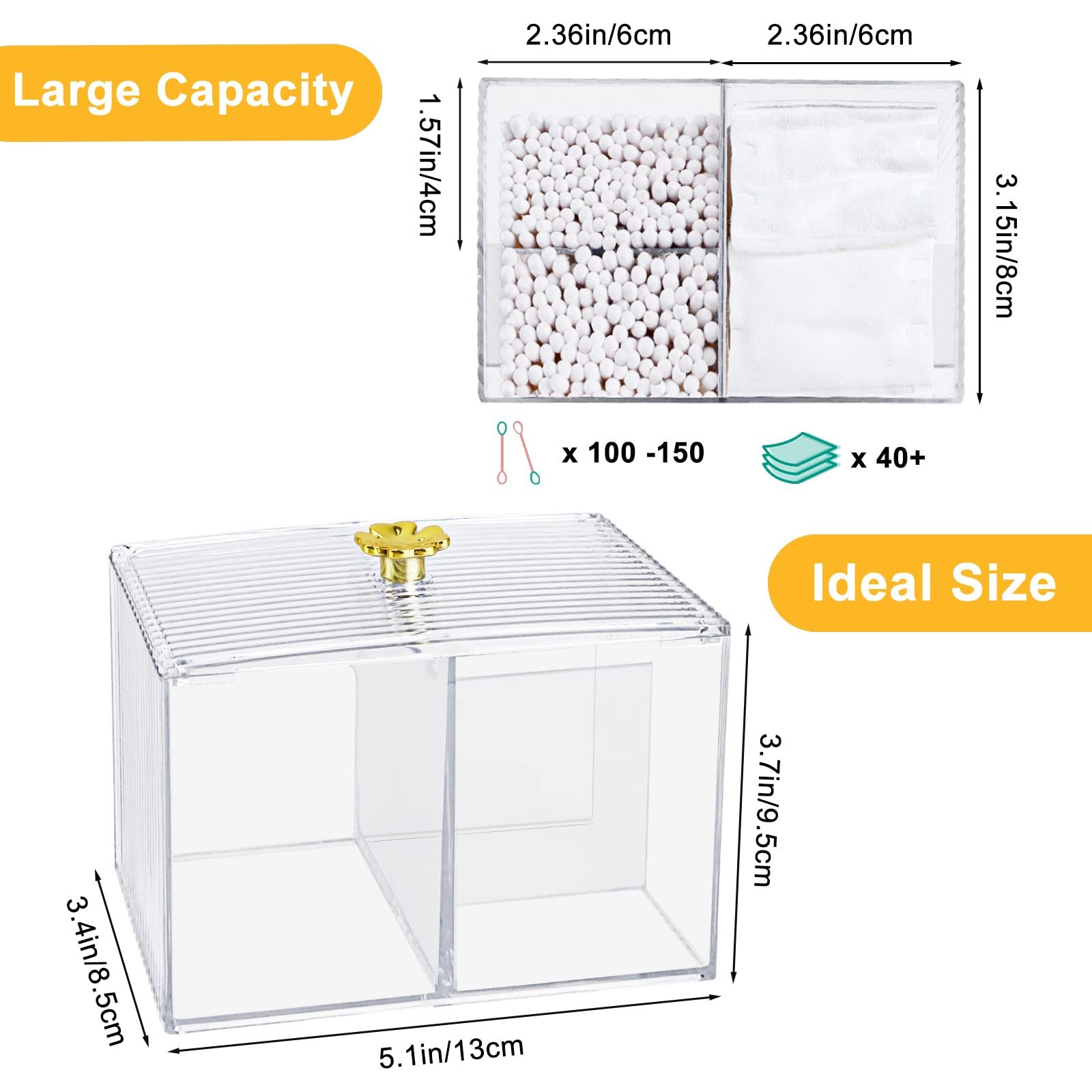 Cotton Swabs Holder, Clear Modern Bathroom Organizer, Apothecary Jars with view 2