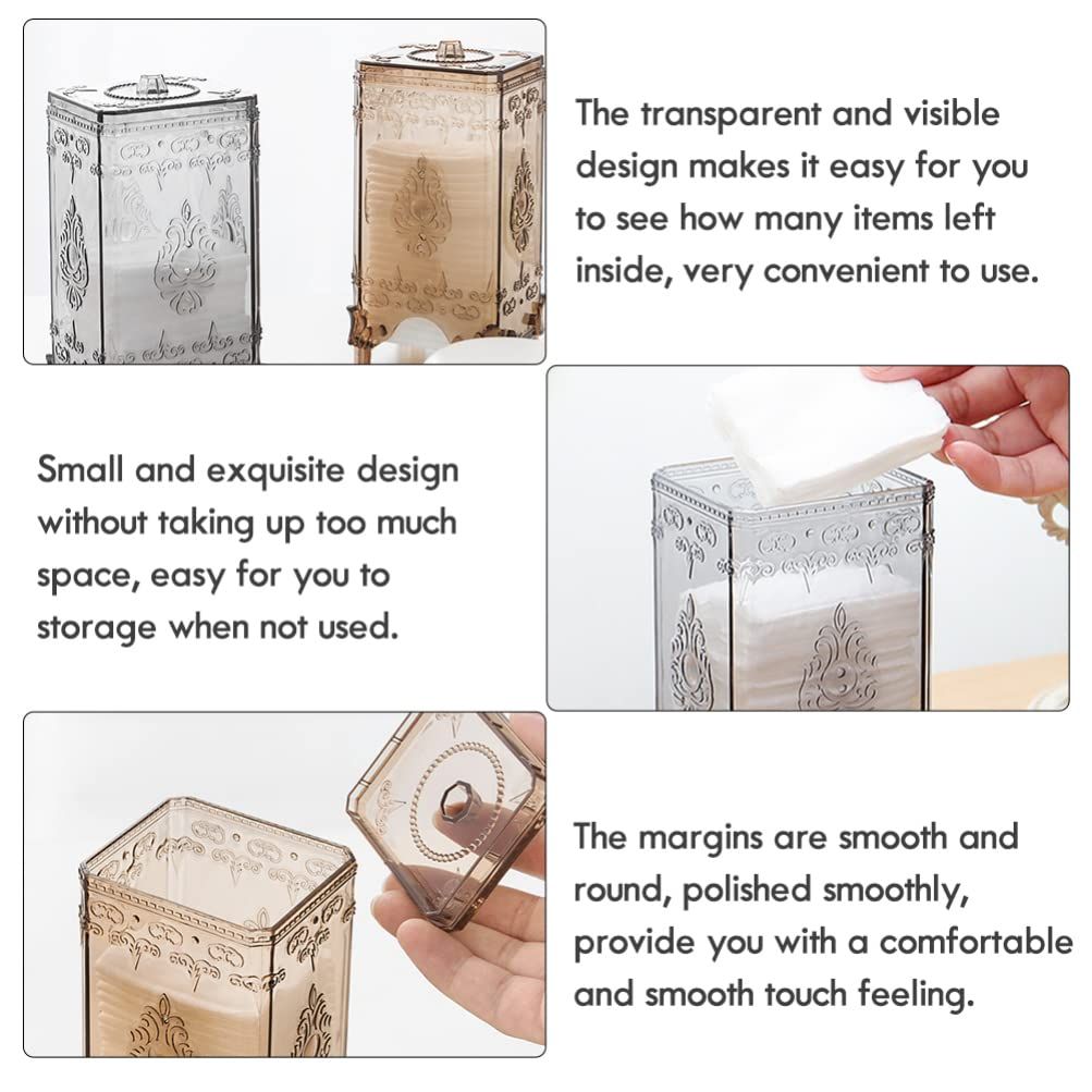Cotton Ball Holder: Cotton Pad Jar Plastic Container Dispenser Box Embossed view 5