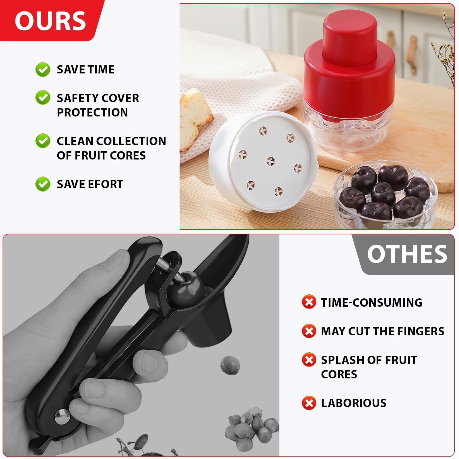 7-in-1 Cherry Pitter Tool - Portable Push-Down Cherries Seed Remover view 3