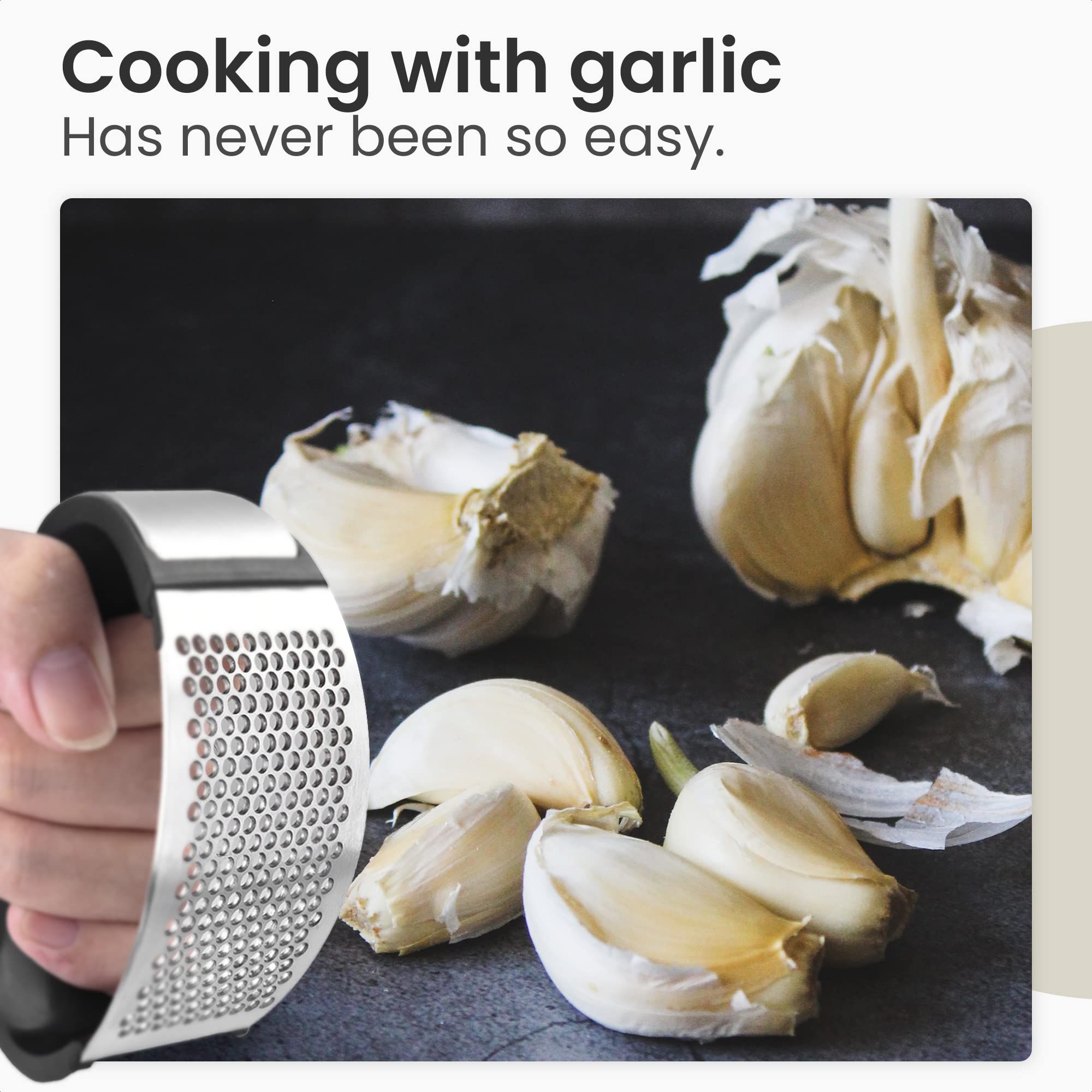3-piece set Garlic Press - Garlic Press Stainless Steel -Garlic Press Rocker view 2