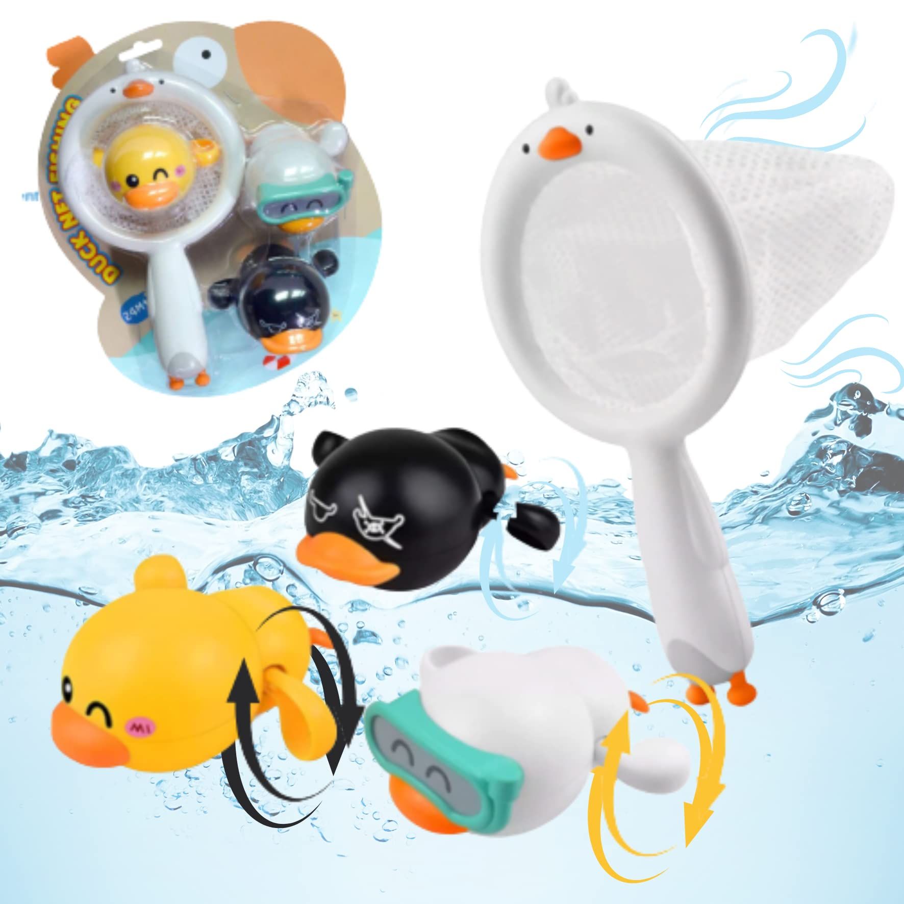Baby Bath Toys - Mold Free Water Game - Wind-up Swimming Ducks Bath Toy for