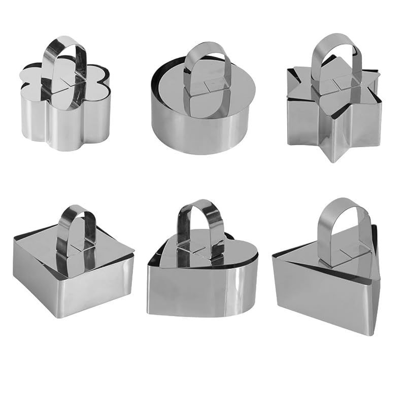 Set of 6 Cake Ring Mold, Stainless Steel 3 inch Round Dessert Mousse Mold with