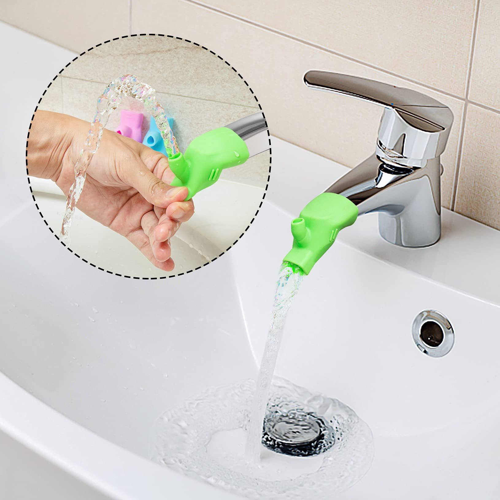 Baby Bath Faucet Cover for Kids - 3Pcs Portable Kitchen Sink Faucet Attachment view 3