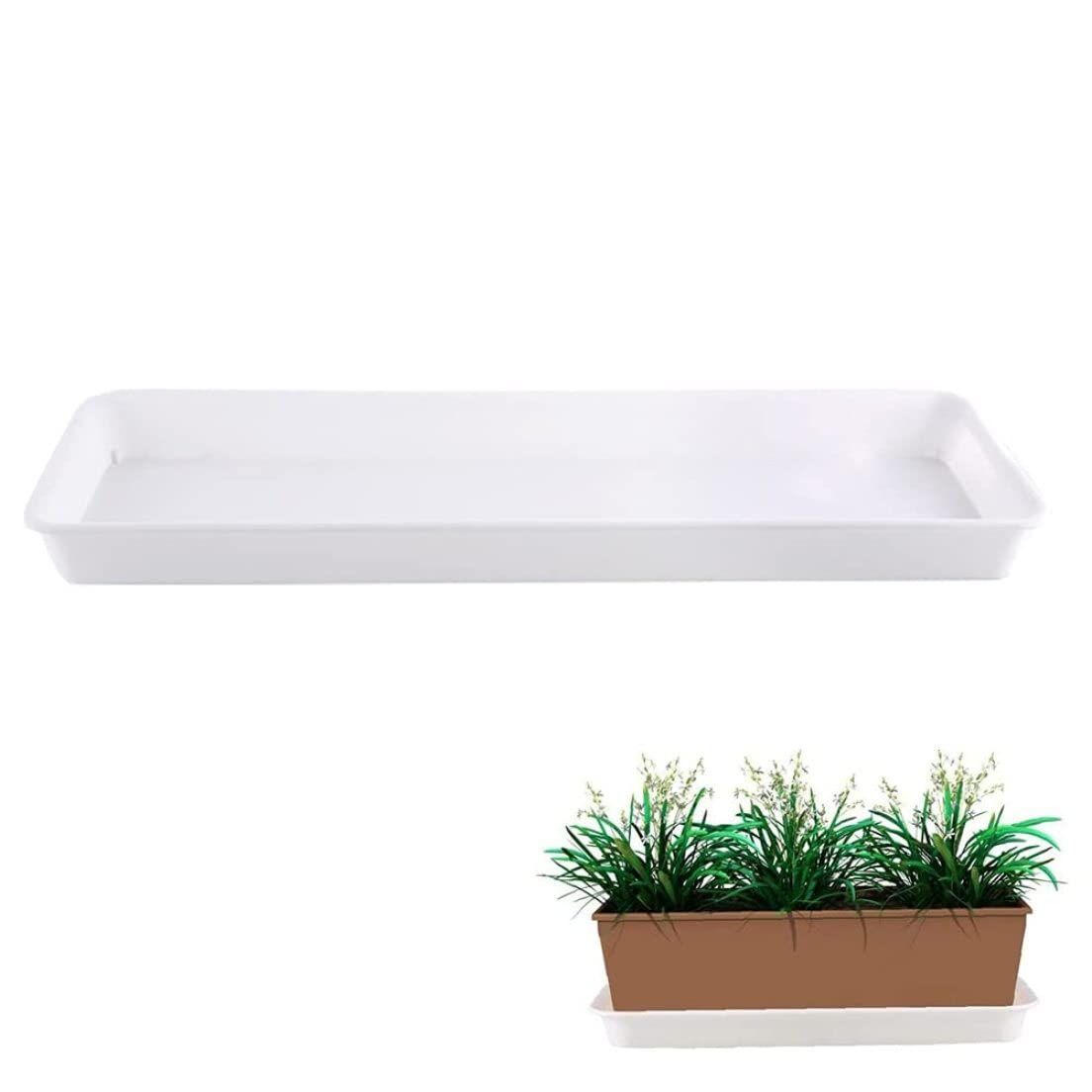 Plastic Plant Pot Rectangle Heavy Duty Large Flowerpot Tray Resin Plant Drip view 2
