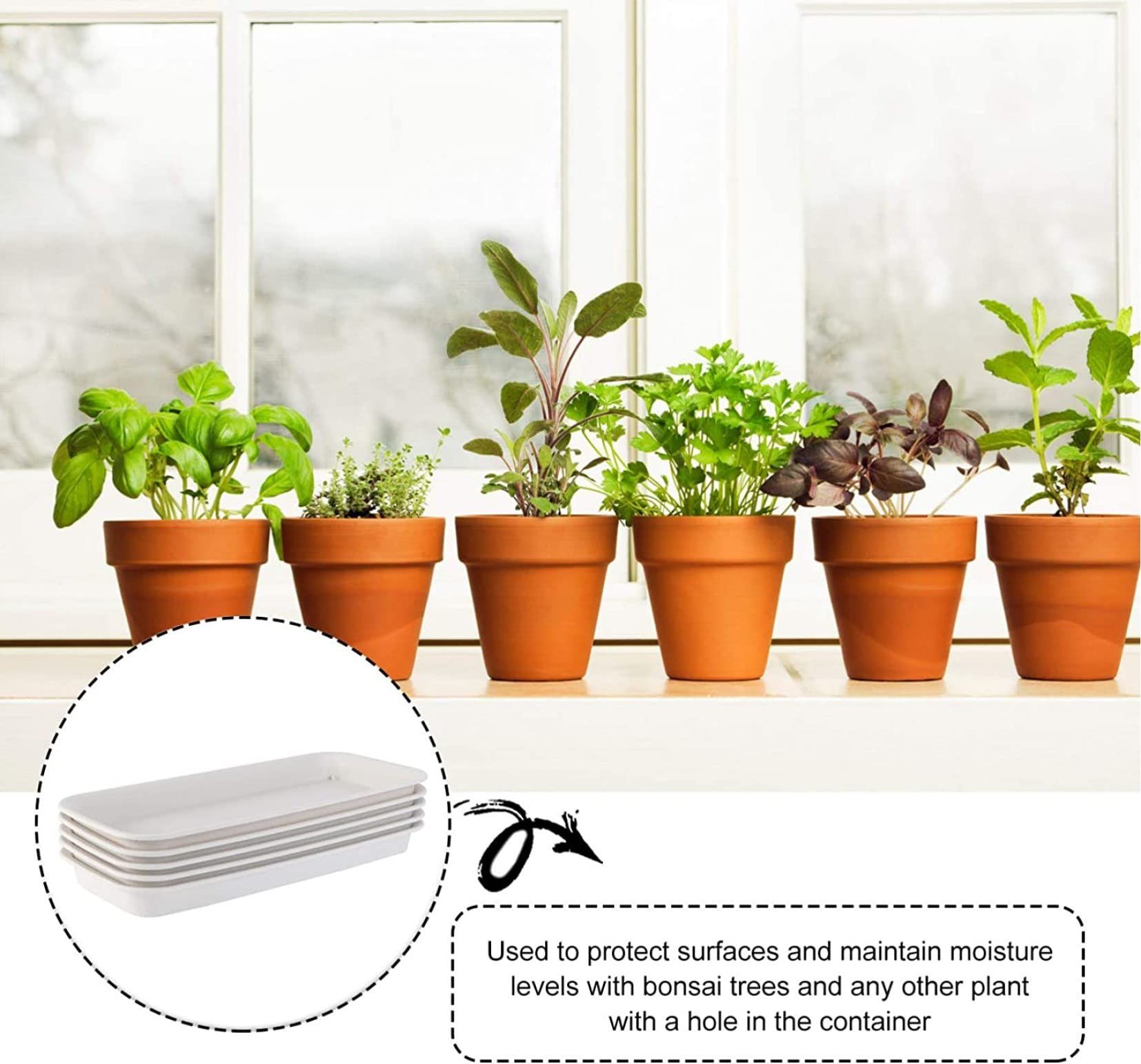 Plastic Plant Pot Rectangle Heavy Duty Large Flowerpot Tray Resin Plant Drip view 3