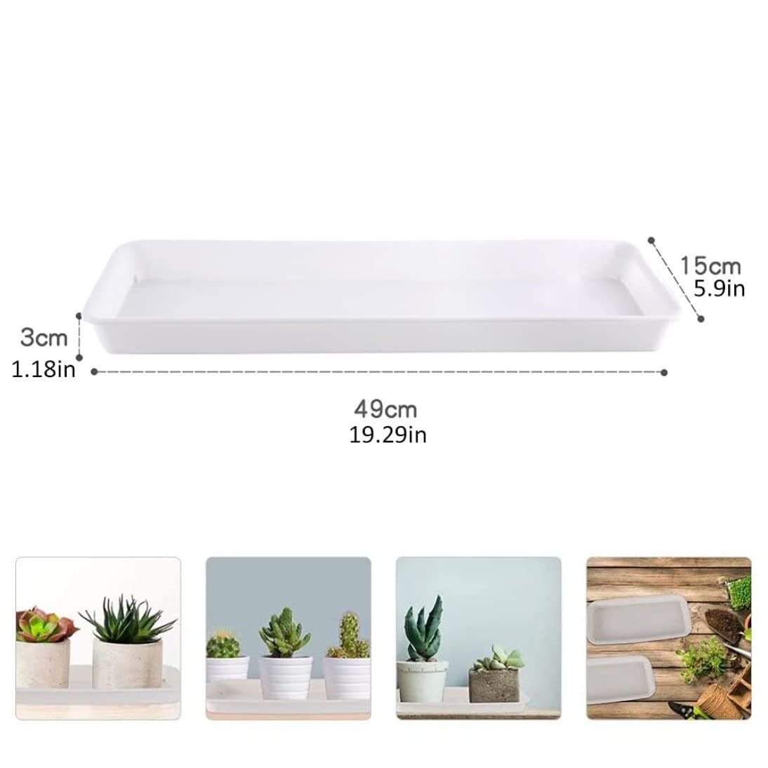 Plastic Plant Pot Rectangle Heavy Duty Large Flowerpot Tray Resin Plant Drip view 5