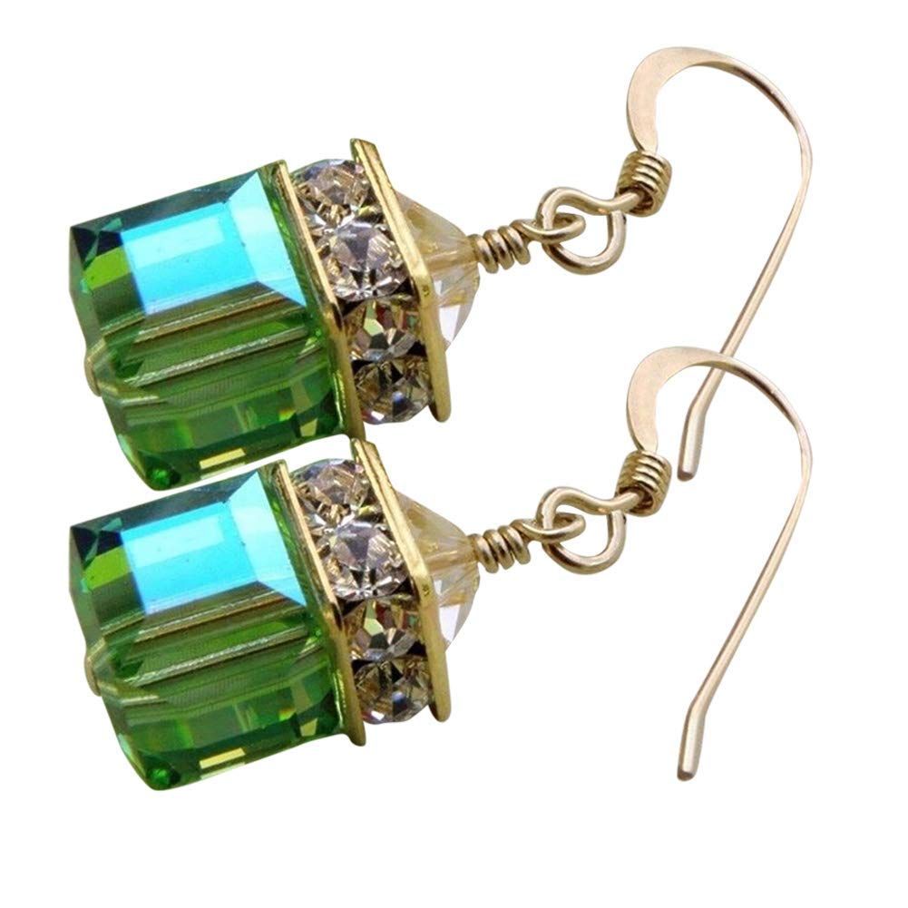 2pcs Jewel earrings made of green alloy and artificial gemstones — image 1