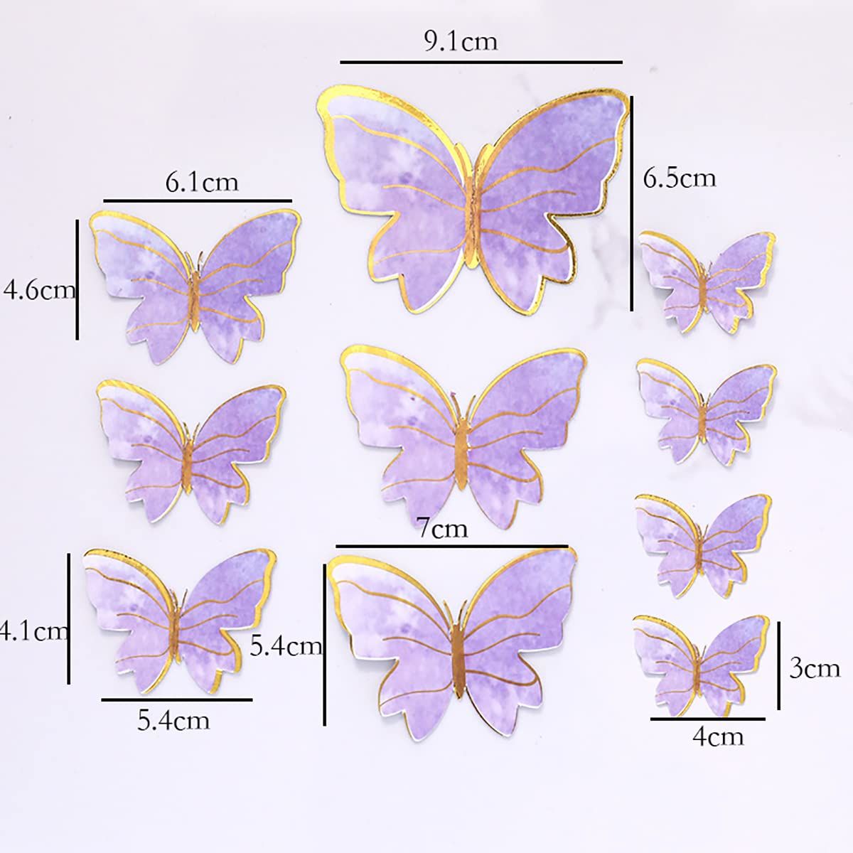 10pcs，Purple butterfly cake topper view 2
