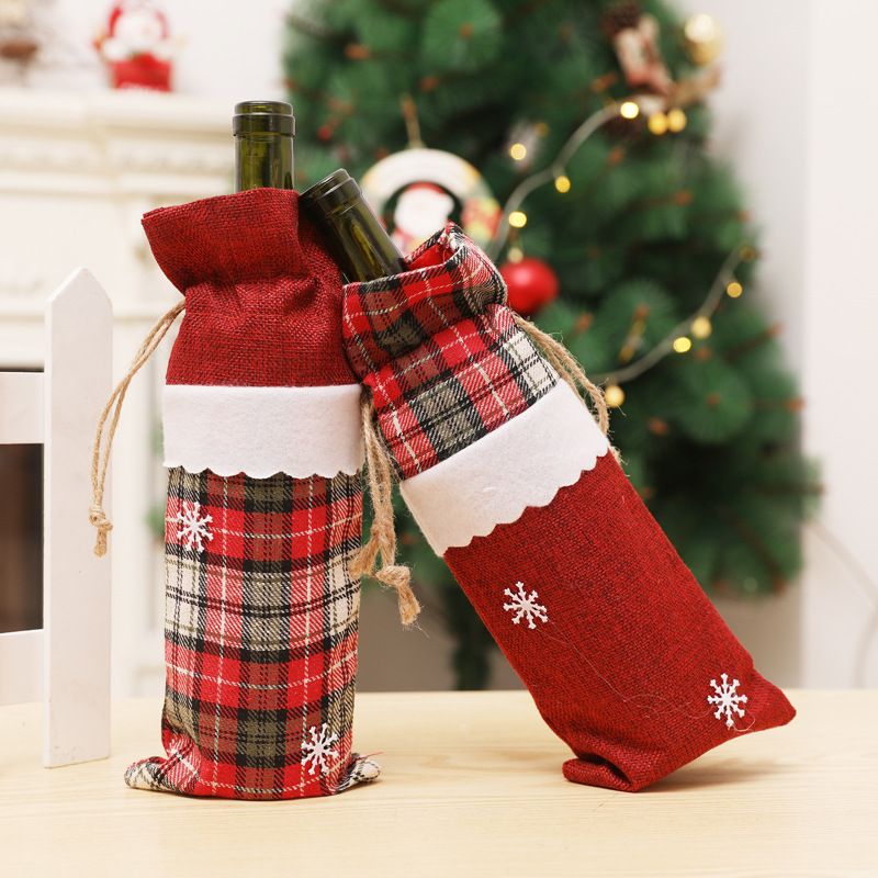 Christmas wine bottle scarf cover with hat decoration Christmas wine bottle view 5
