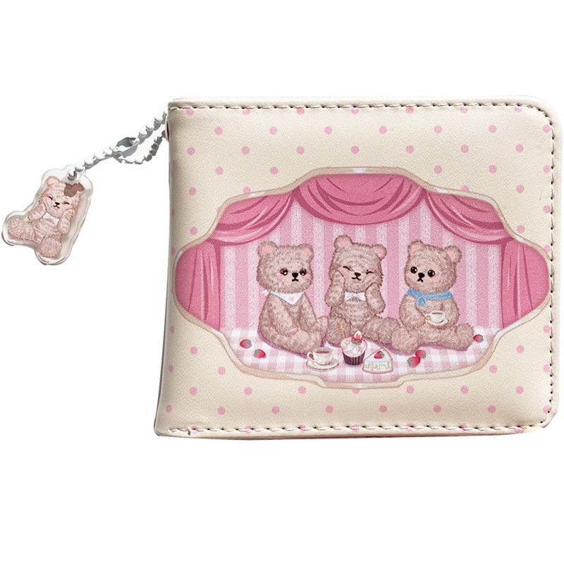 2pcs Original retro court style cute wallet short PU simple two fold wallet