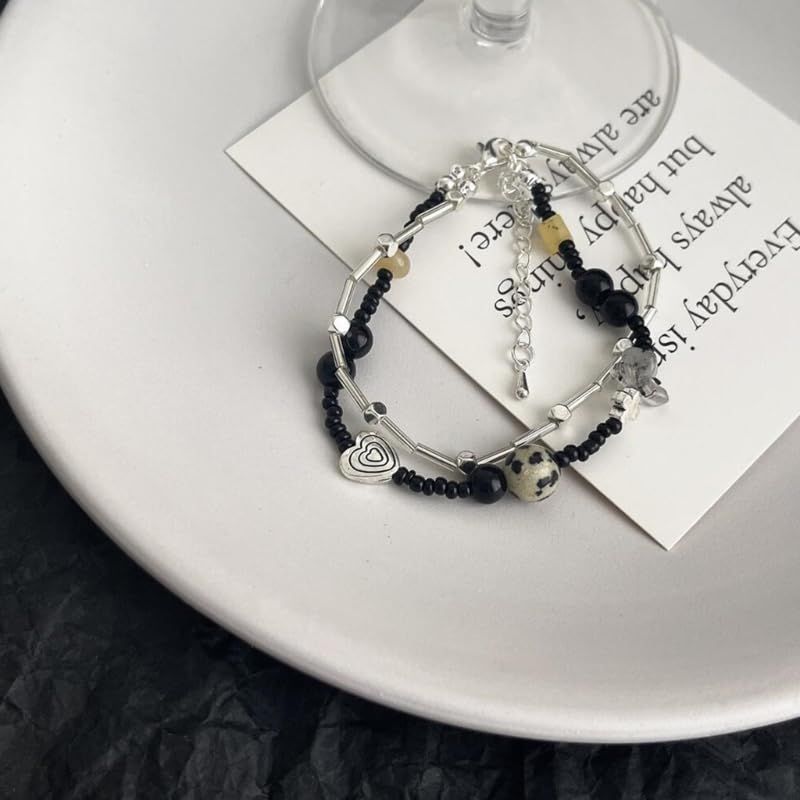 Double Strand Love Heart Bracelet Handstring Friendship Beaded Bangle Trendy view 3