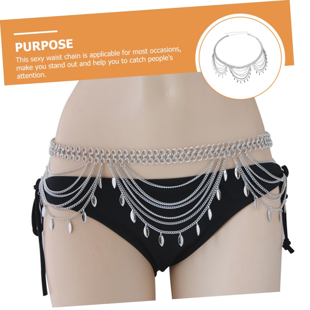Multi Layer Waist Chain Fashion Jewelry Rhinestone Bikini Summer Bikini Body view 3