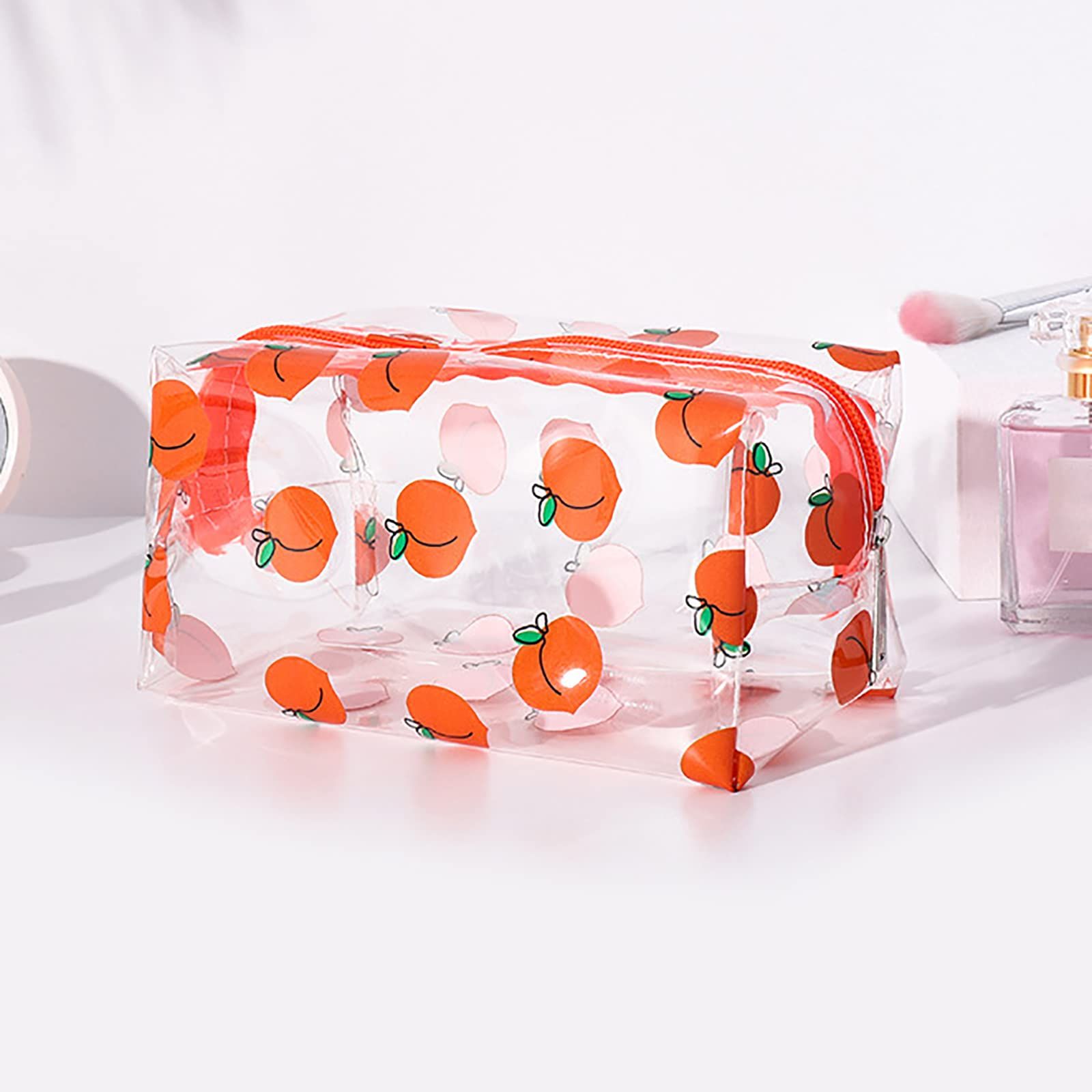 Clear Cosmetic Bags Cute Peach Fruit Transparent Makeup Bags Waterproof view 2