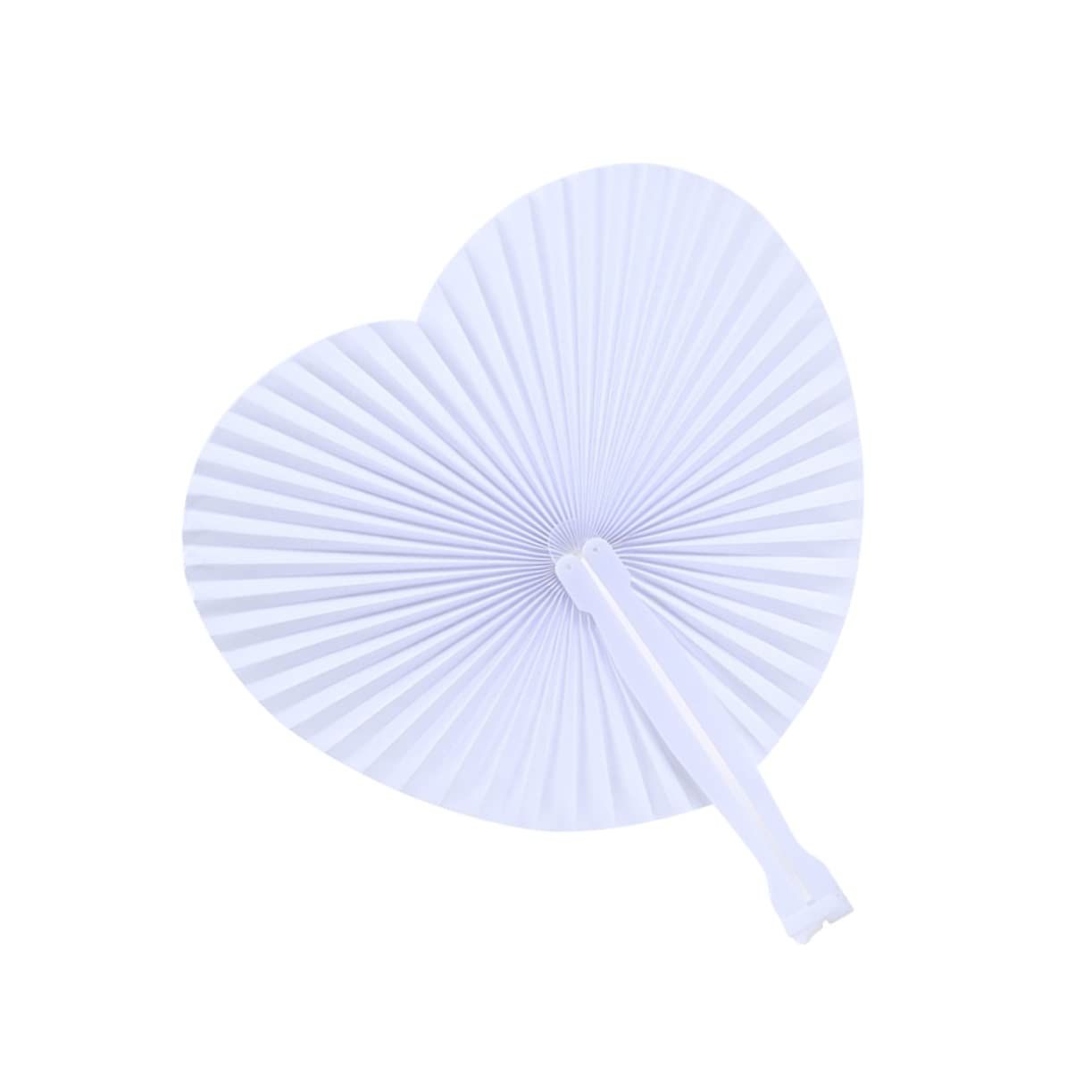 Heart shaped handheld folding accordion paper fan with plastic handle — image 1