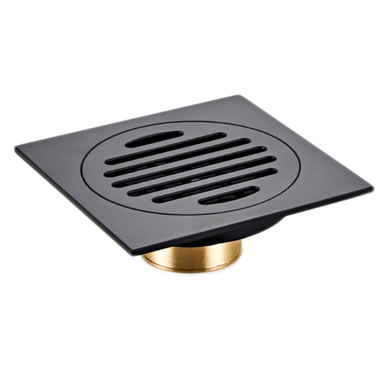 Bathroom Shower Drainer,Floor Drain, 1pc Floor Drain Black Brass 4 Inch Square