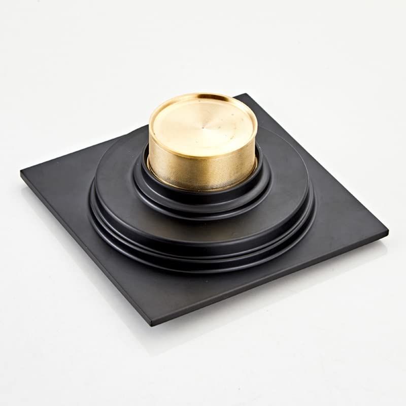 Bathroom Shower Drainer,Floor Drain, 1pc Floor Drain Black Brass 4 Inch Square view 4