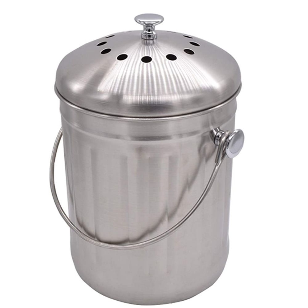 Stainless Steel Compost Bucket Compost Bin Trashcans for Kitchens with Lid view 4