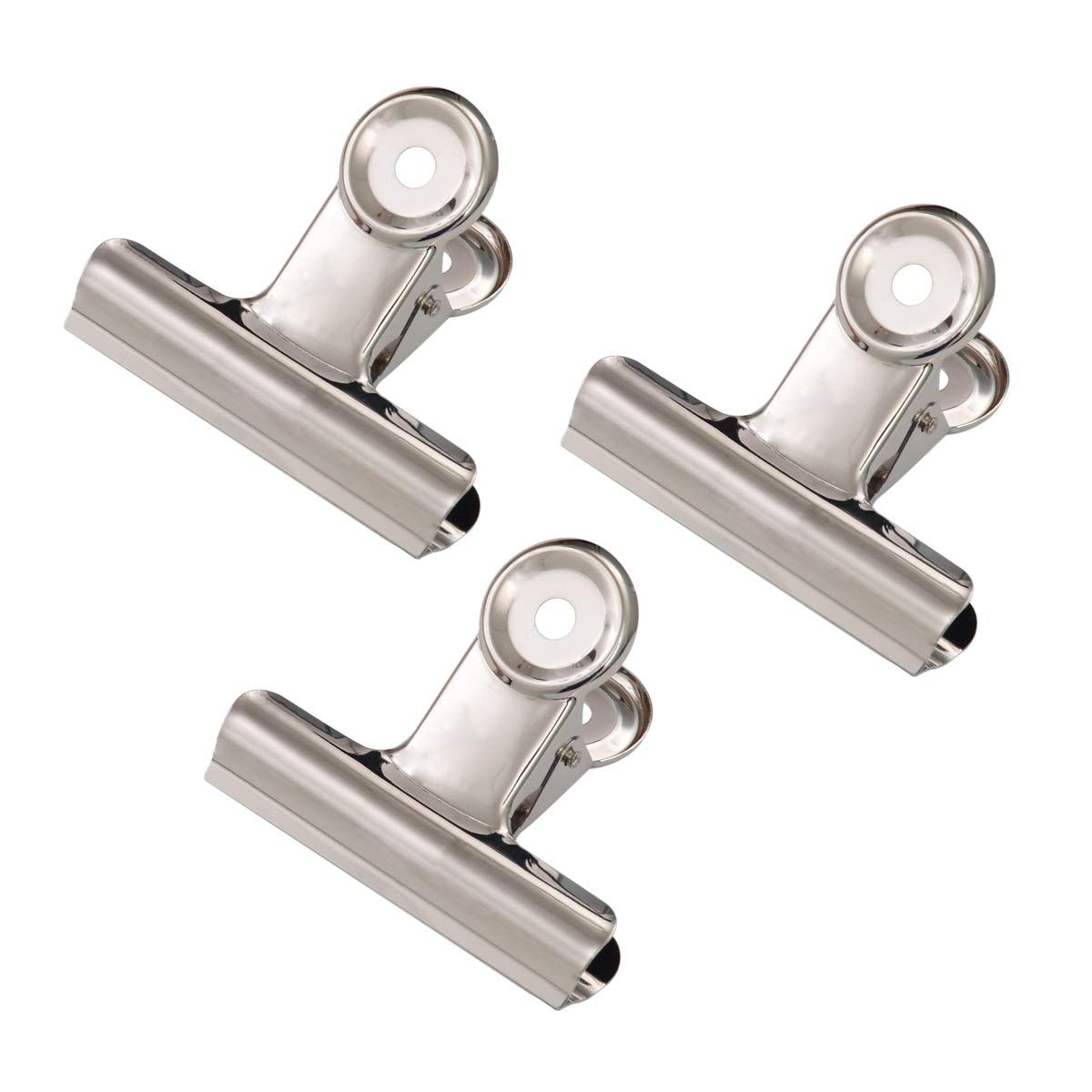 Large Metal Hinge Clips - 20 Pack 2 Inch Silver Bull Binder Paper Clip Clamp