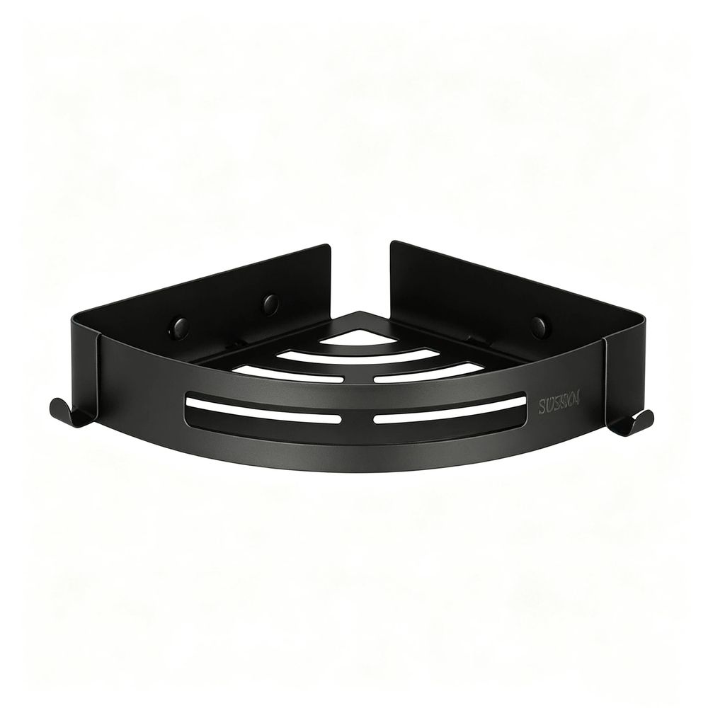 Self Shower Shelves for Tile Walls: Black Shelves for Bathroom Wall Corner