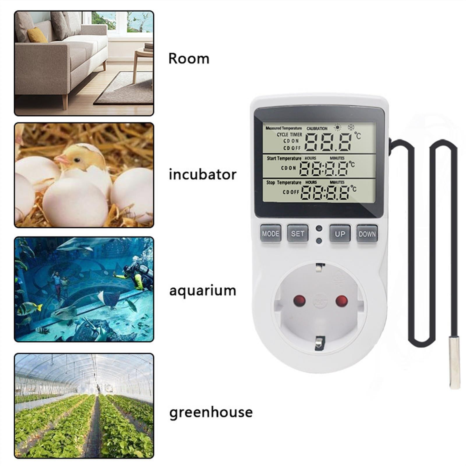 Intelligent digital thermostat countdown temperature control switch socket view 3