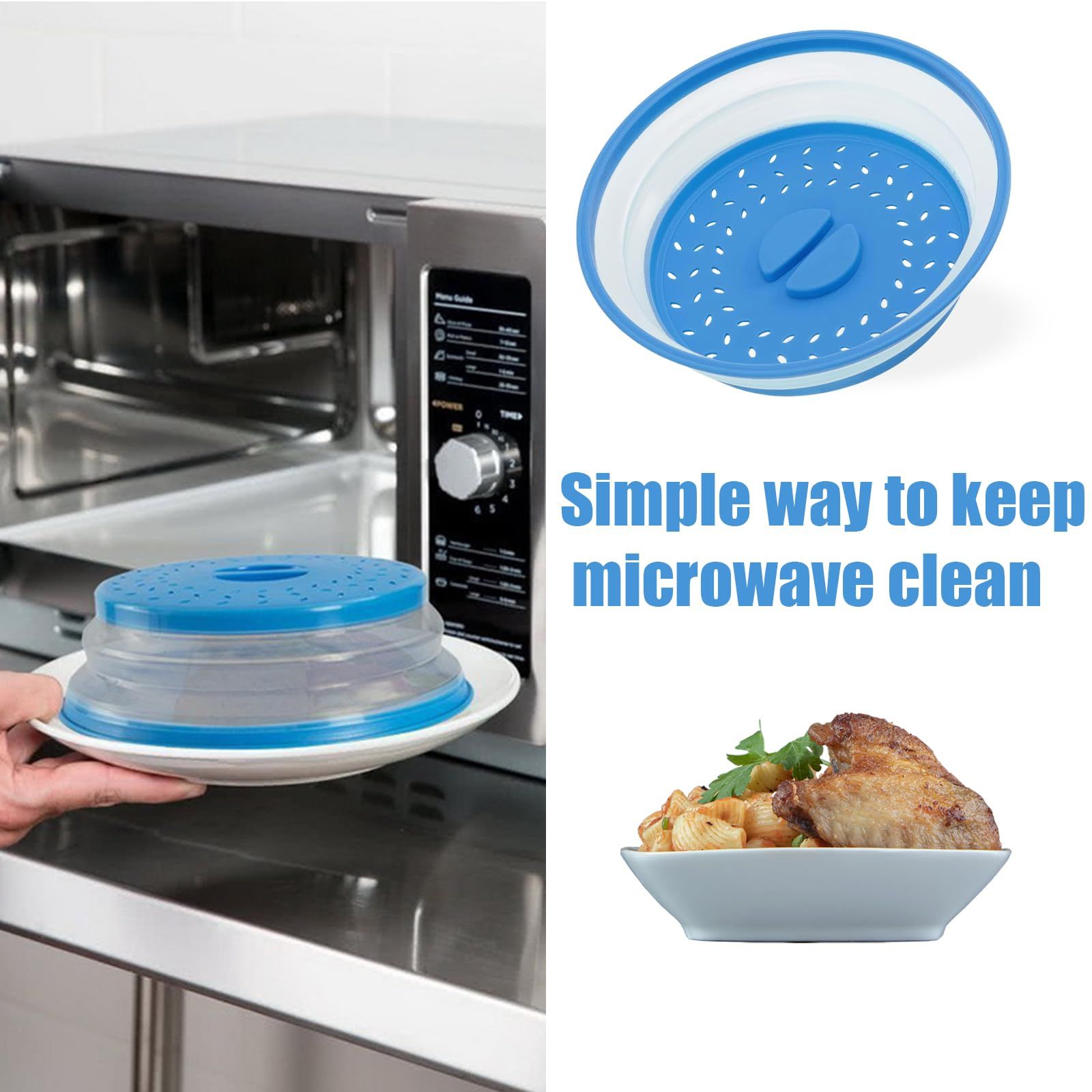 Microwave Splatter Guard Cover - Collapsible Lid for Food Protection and Easy view 4