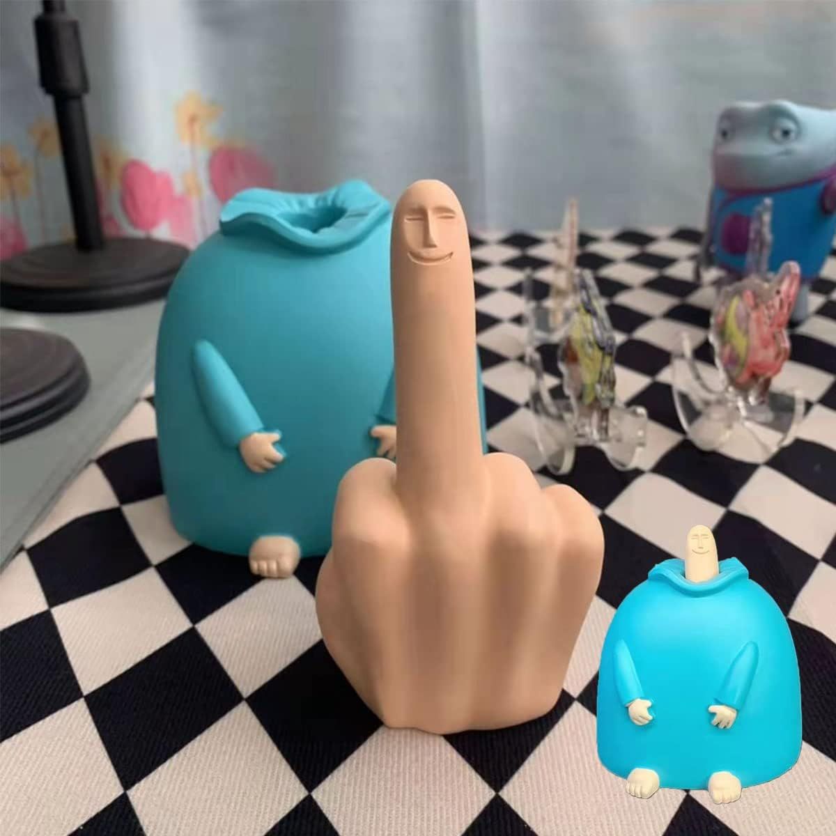 Funny Smiling Middle Finger Statue Ornaments view 3