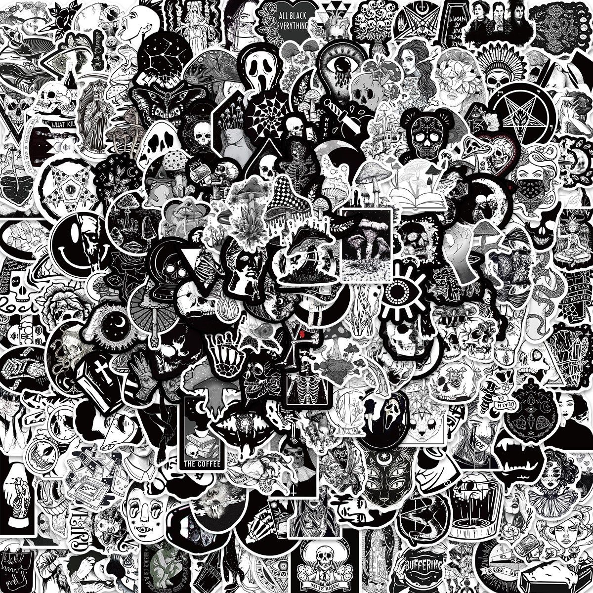 200 PCS Skull Gangster Waterproof Water Bottle Stickers for Adults Teens — image 1