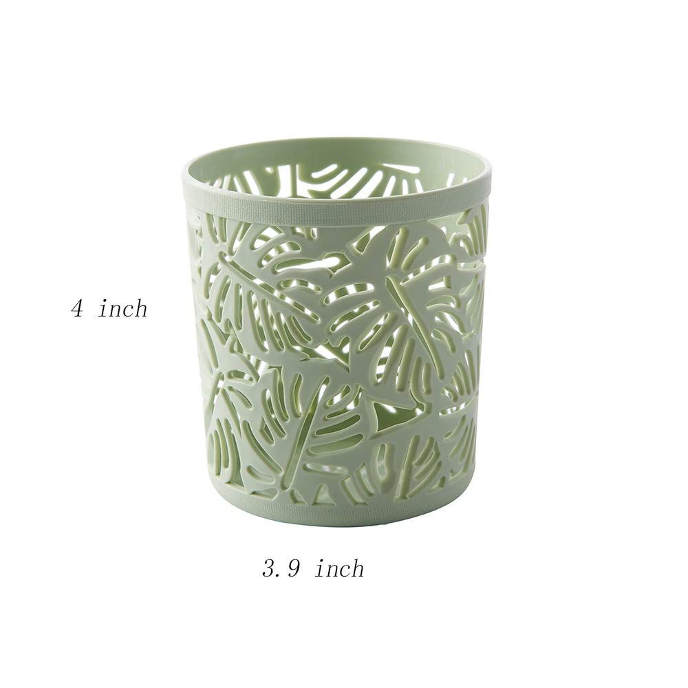 4 Pcs Desktop Office Storage Organizer Creative Round Hollow Leaves Tropical view 2