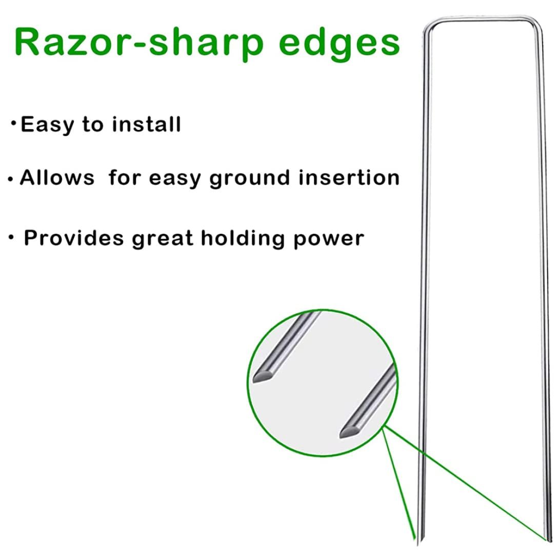 6 inch U-Shaped Landscape Staples and Fixing Gasket Set of 50 view 4