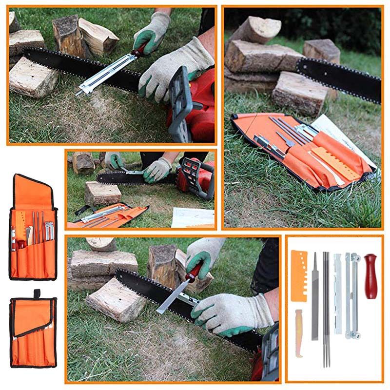 10Pcs Cloth Bag File Set Electric Chainsaw File Round Flat File Guide File view 3