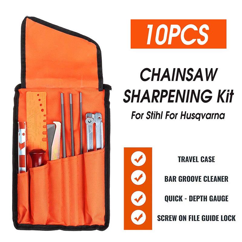 10Pcs Cloth Bag File Set Electric Chainsaw File Round Flat File Guide File view 5