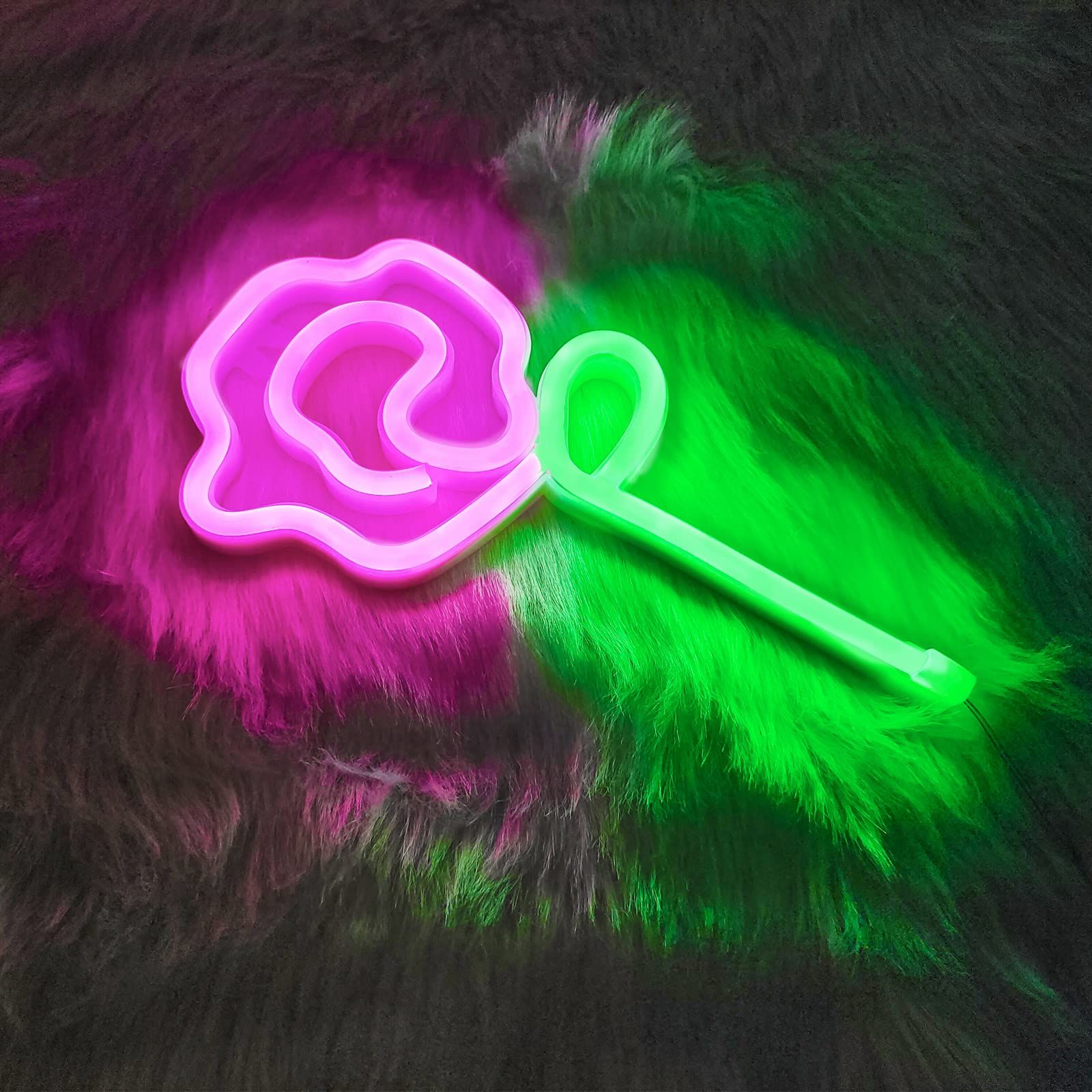 Neon Pink Rose Flower Neon sign USB/Battery Powered Night Sign LED Wall Sign view 4