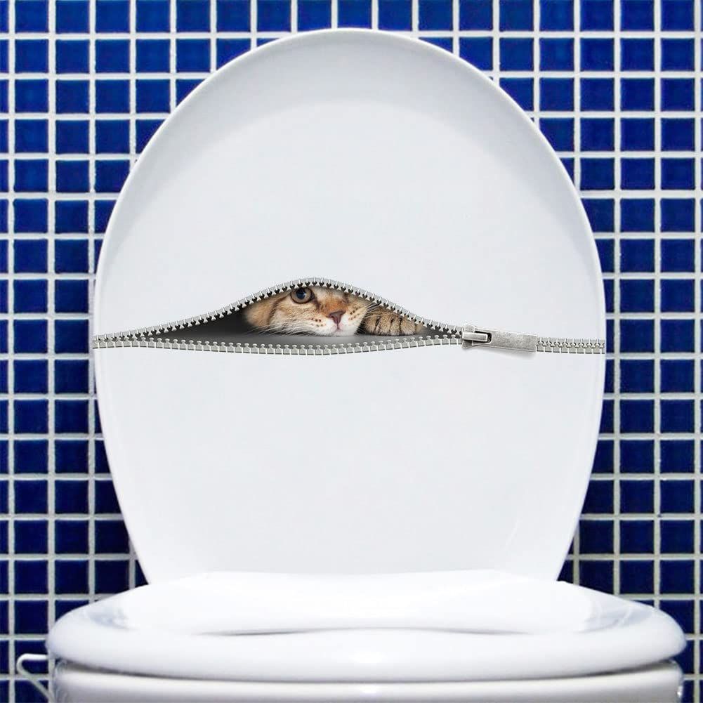 Cartoon Creative Cute Cat Toilet Wall Stickers Toilet Decorative Stickers view 2