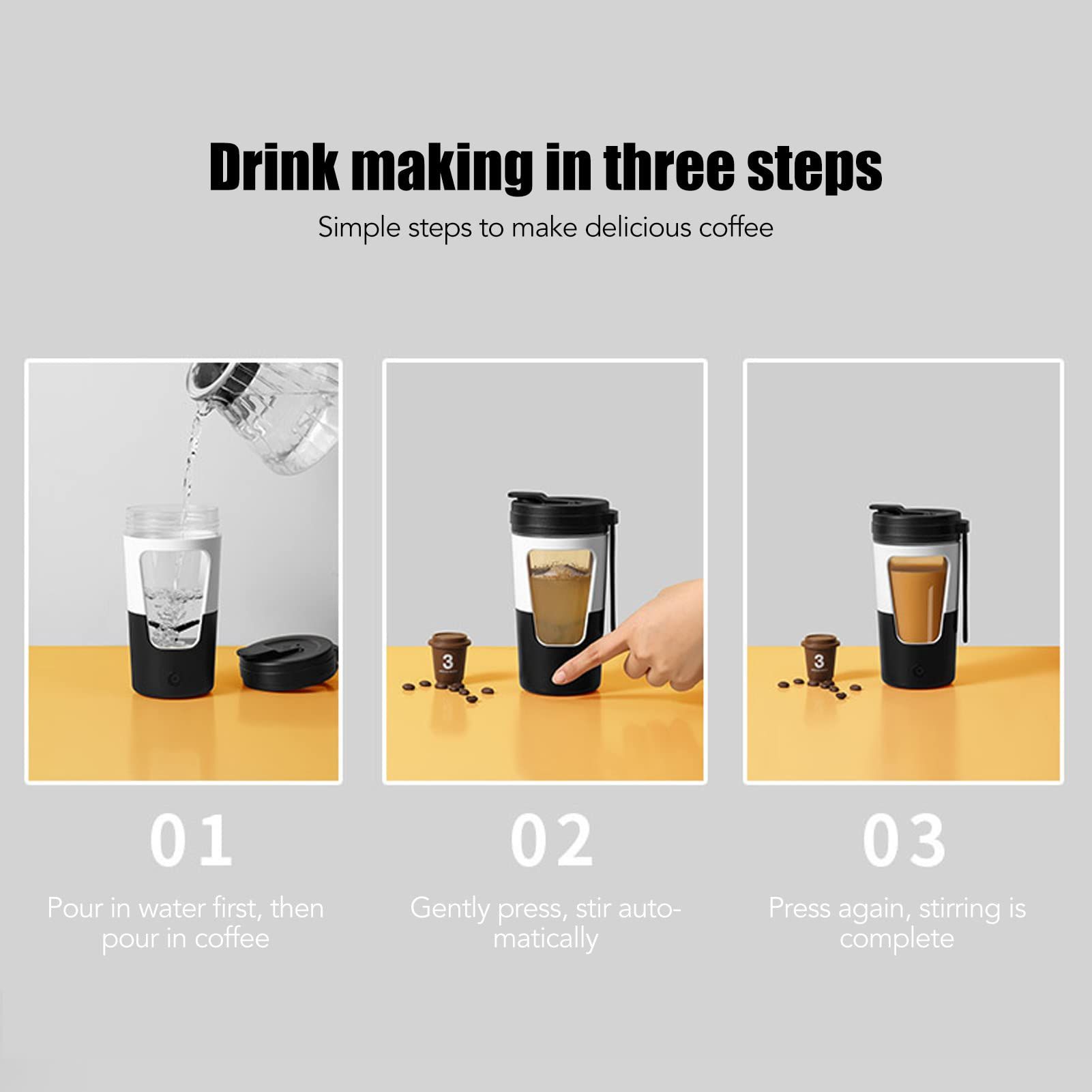 Automatic Stirring Cup, Lightweight Clear Rotating Container for DIY Drinks view 2