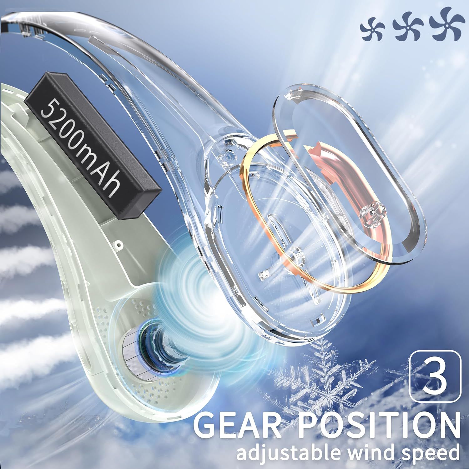 Portable Strong Wind, Adjustable, 360° Cooling, Super Quiet, No Blade Design view 4