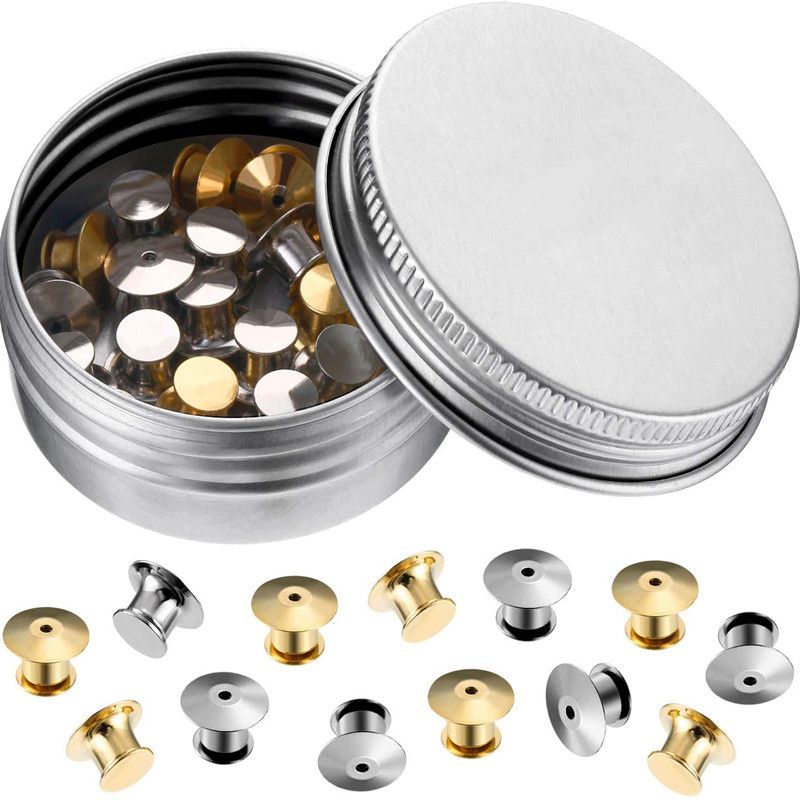 30 Pieces Metal Pin Backs Locking Pin Keepers Locking Clasp-Locking Pin Keeper