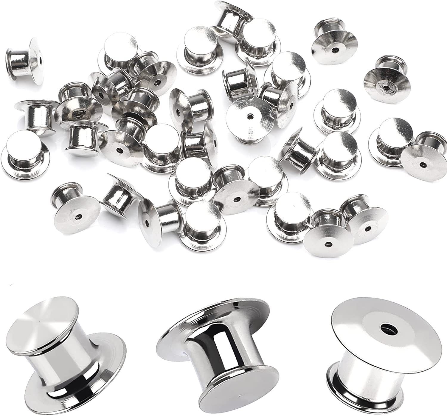 30 Pieces Metal Pin Backs Locking Pin Keepers Locking Clasp-Locking Pin Keeper view 3