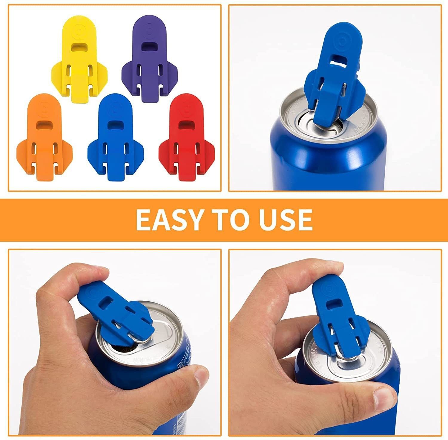 Manual Easy Can Opener, 6 Pack Colorful Soda Beer Can Opener & Beverage Can view 3