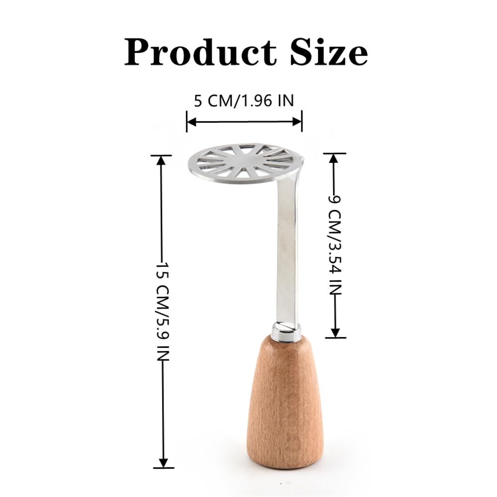 Potato Masher Mini Bean Masher Potatoes Masher with Wood Non Slip Handle view 2