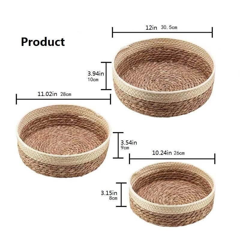 3ｐｃｓFruit and vegetable tray woven grass view 3