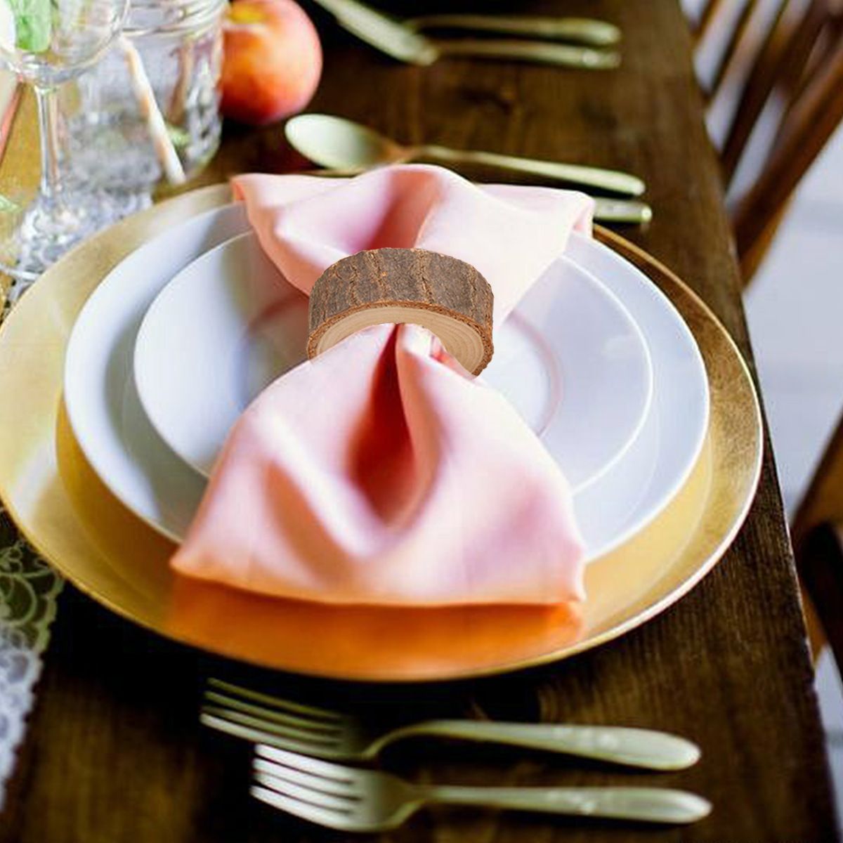 6pcs Wooden Napkin Ring Table Napkin Rings Dining Room Table Decor Creative view 2
