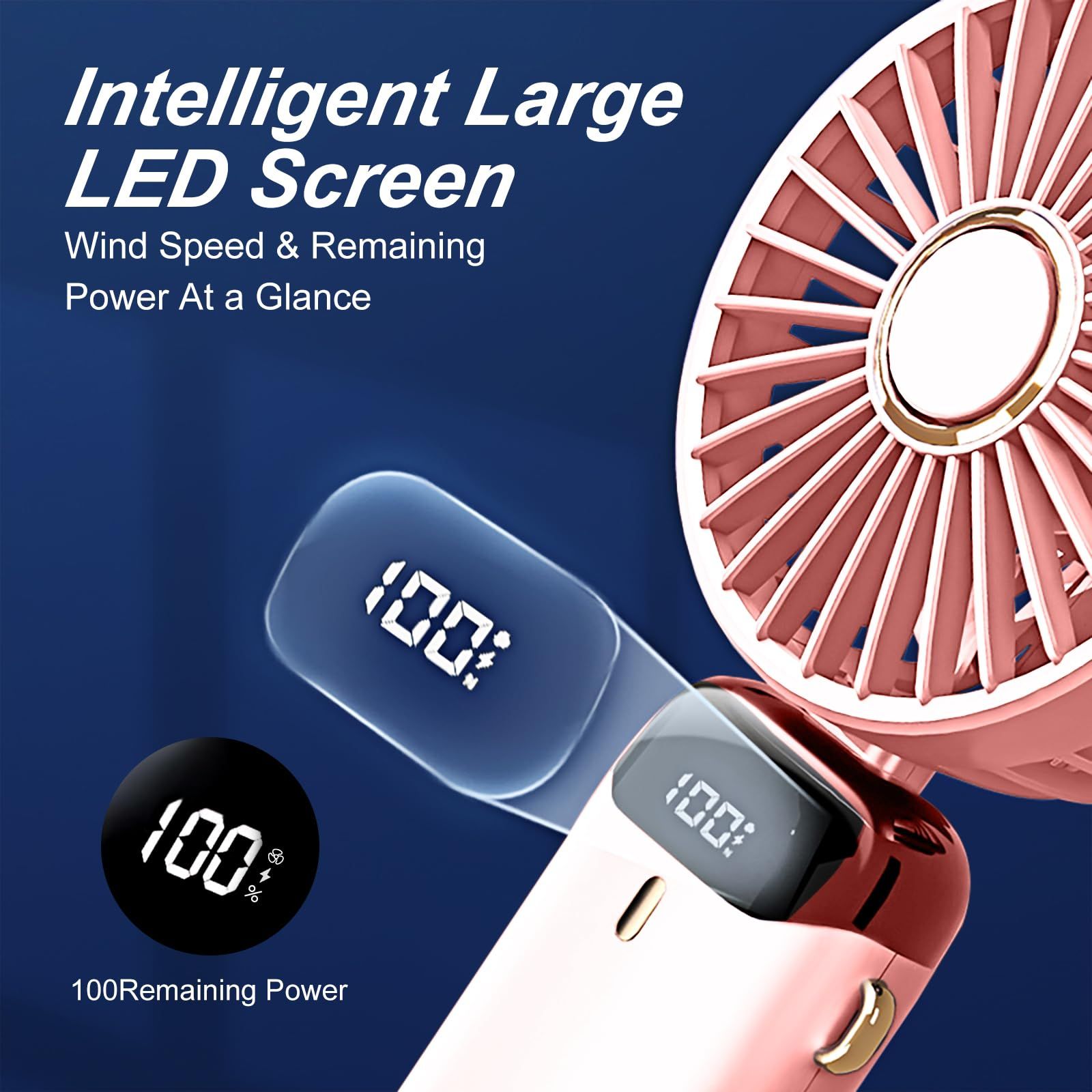 Portable Handheld Fan, Type-C Rechargeable, 1200mAh Battery Operated Fan with view 5