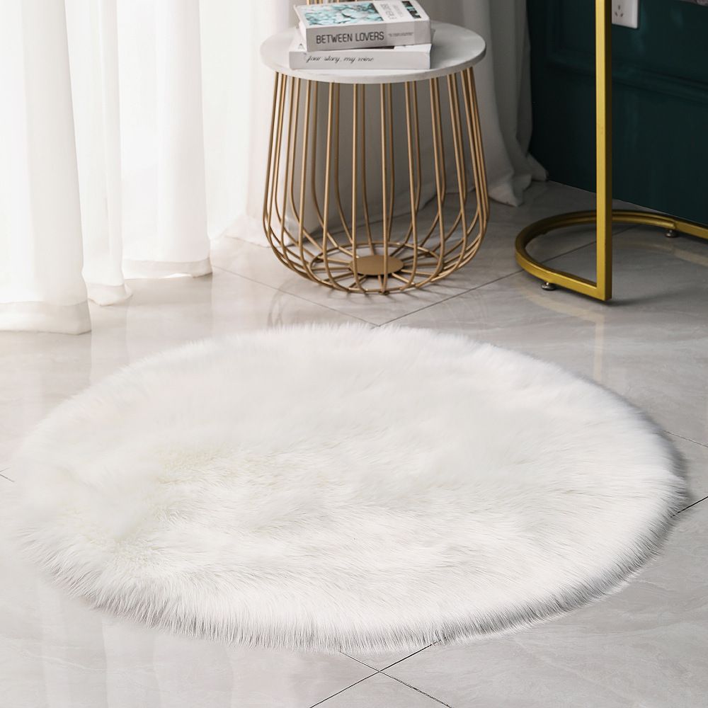 Round Fur Rug Fluffy Area Rug for Bedroom view 3