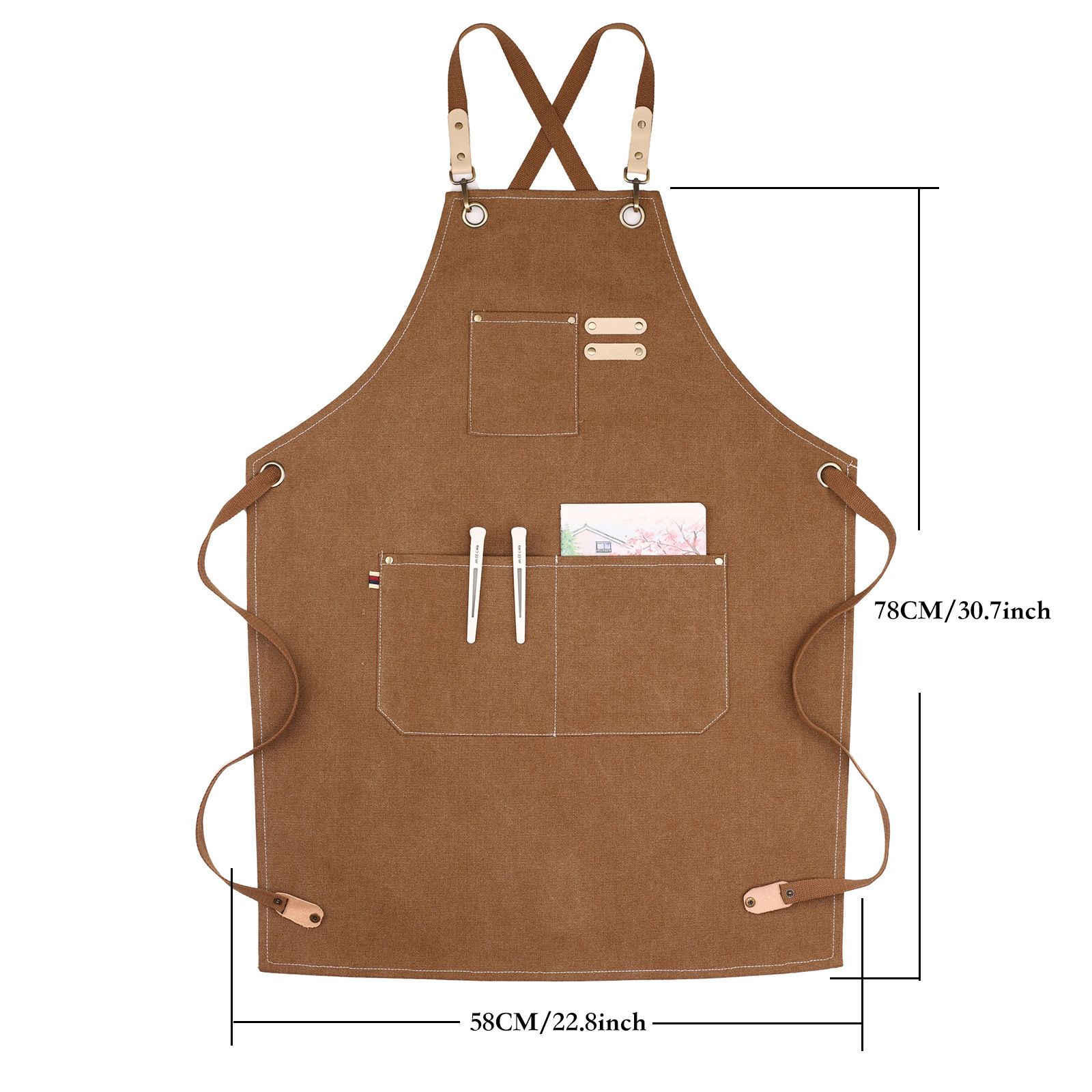 Apron Water Resistant Canvas Cross Back Adjustable Apron for Men Women view 5