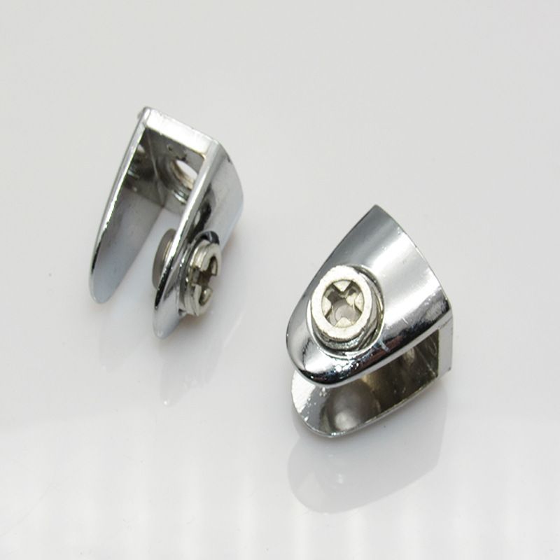 2 Pcs Glass Shelf Bracket Adjustable Zinc Alloy Glass Door Cabinet Clip Glass view 4