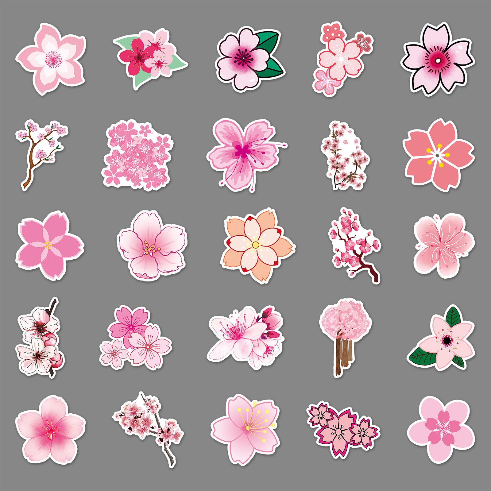 50 Packs Cherry Blossoms Flower Stickers Water Bottles Laptop Phone Motorcycle view 4