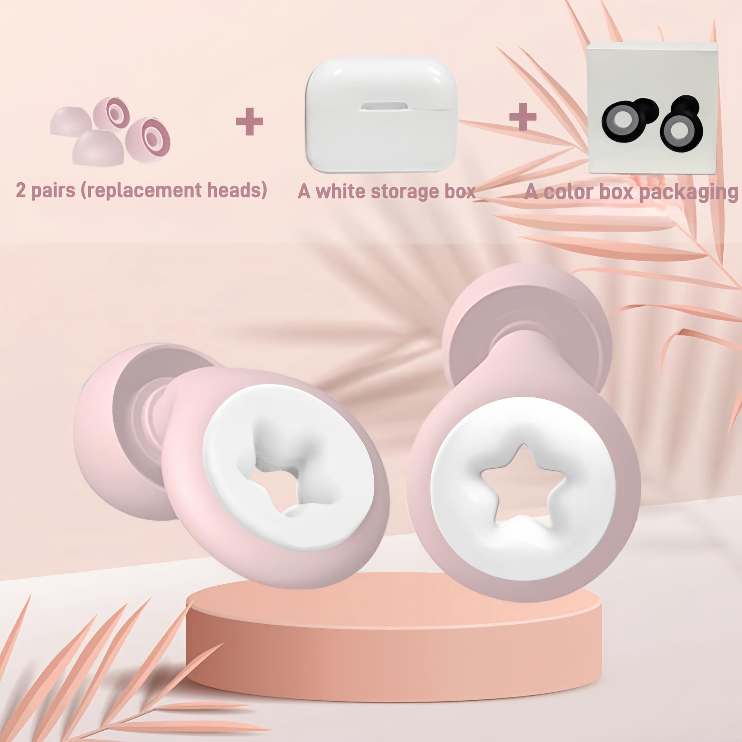 Star-Shaped Noise Reduction Ear Plugs - Black/Pink - Soft Silicone-8 Tips view 5